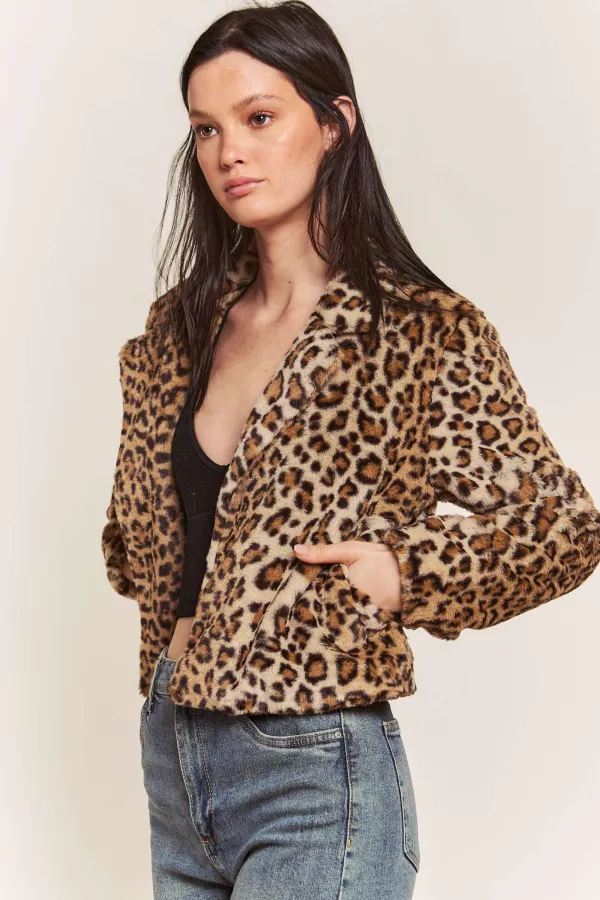 wholesale clothing leopard faux fur jacket hersmine