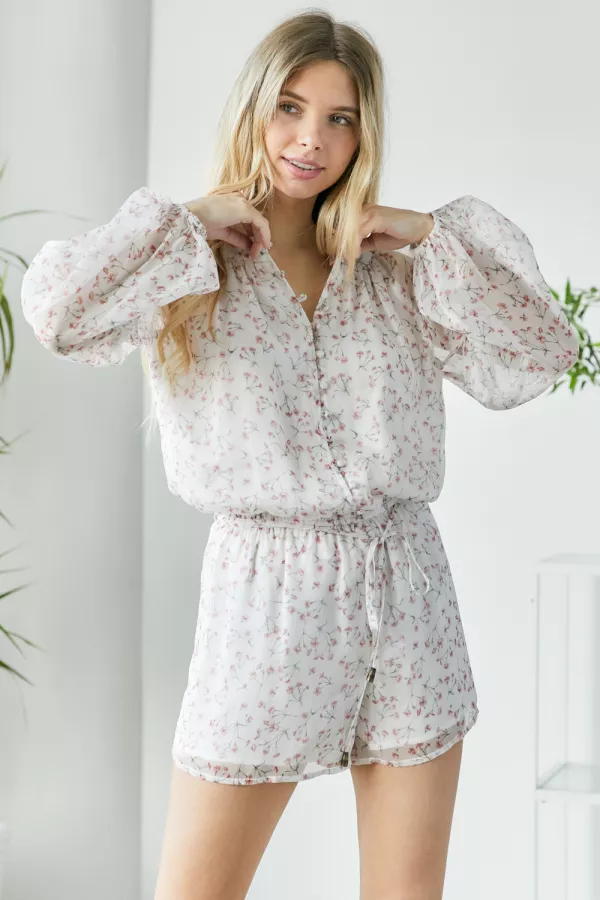 wholesale clothing button down chiffon jumpsuit hersmine