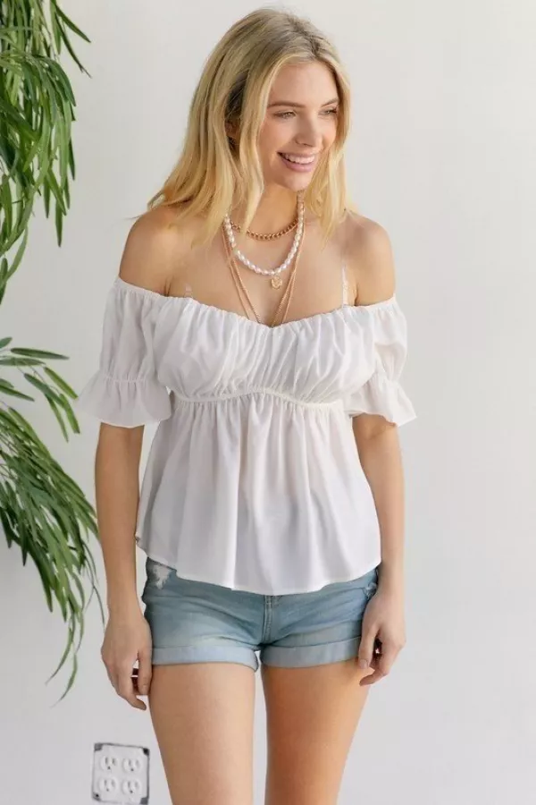 wholesale CHIFFON OFF SHOULDER WITH REMOVEABLE STRAPS hersmine