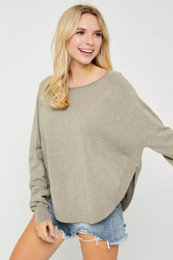 wholesale clothing side slit long slv sweater hersmine