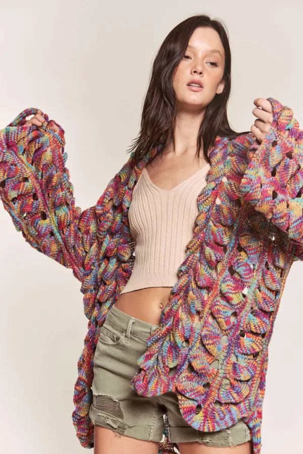 wholesale clothing multi color open sweater cardigan hersmine