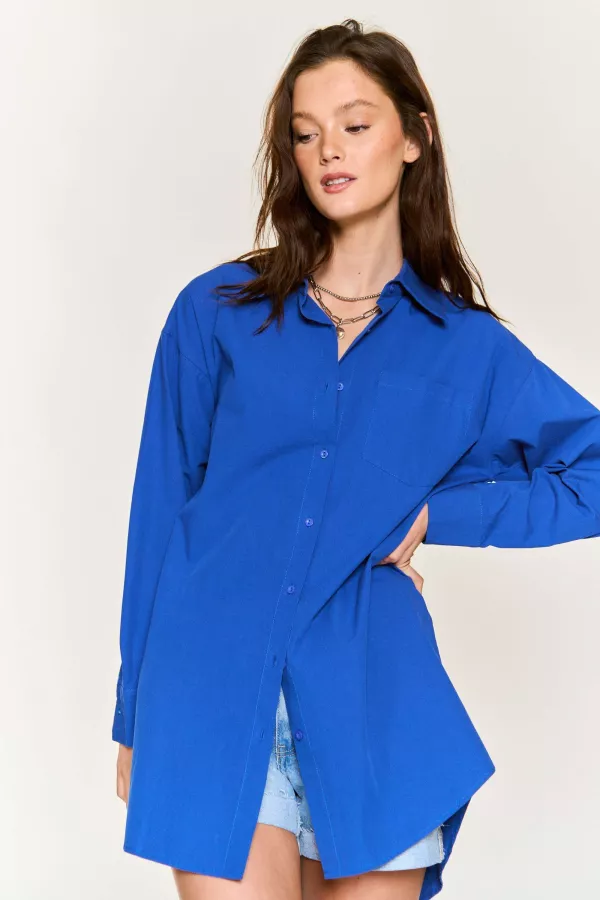 wholesale clothing button down oversized poplin shirt hersmine