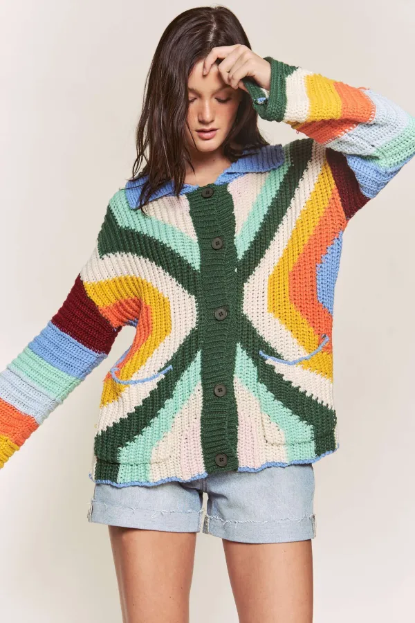 wholesale clothing mutli color sweater long sleeve cardigan hersmine