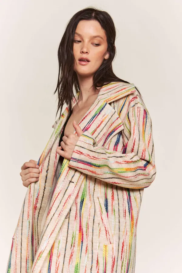 wholesale MULTI COLOR BUTTON DOWN COAT WITH LONG SLEEVE hersmine