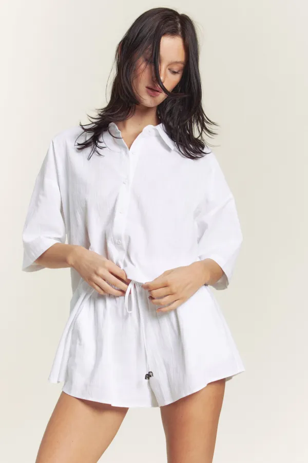 wholesale LINEN BUTTON DOWN SHIRT WITH MATCHING SHORTS SET hersmine