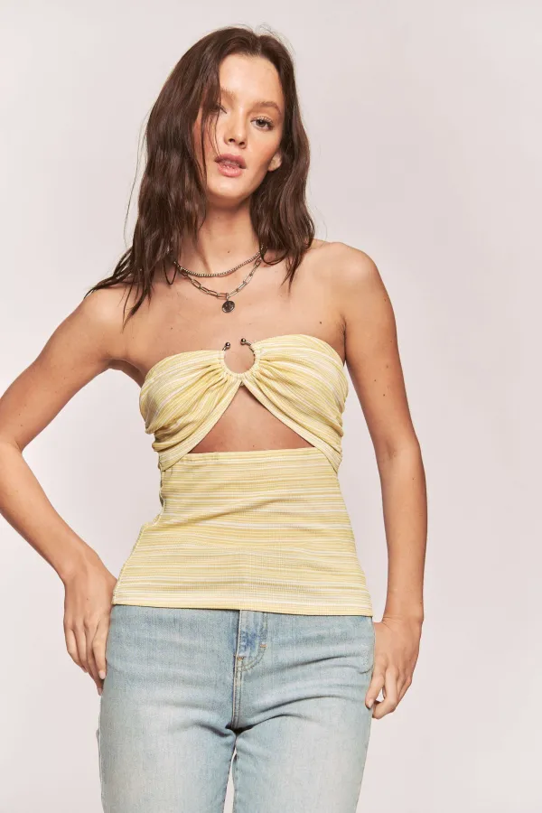 wholesale STRIPE RING TRIM CUT OUT TUBE STRAPLESS TOP hersmine