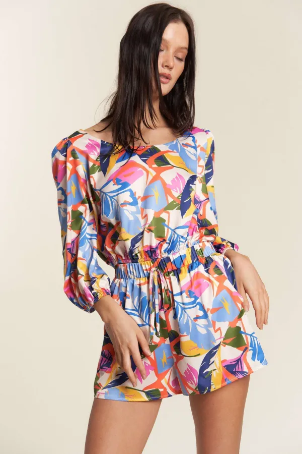 wholesale BUTTER SATIN PRINTED WIDE NECK TOP WITH SHORTS hersmine