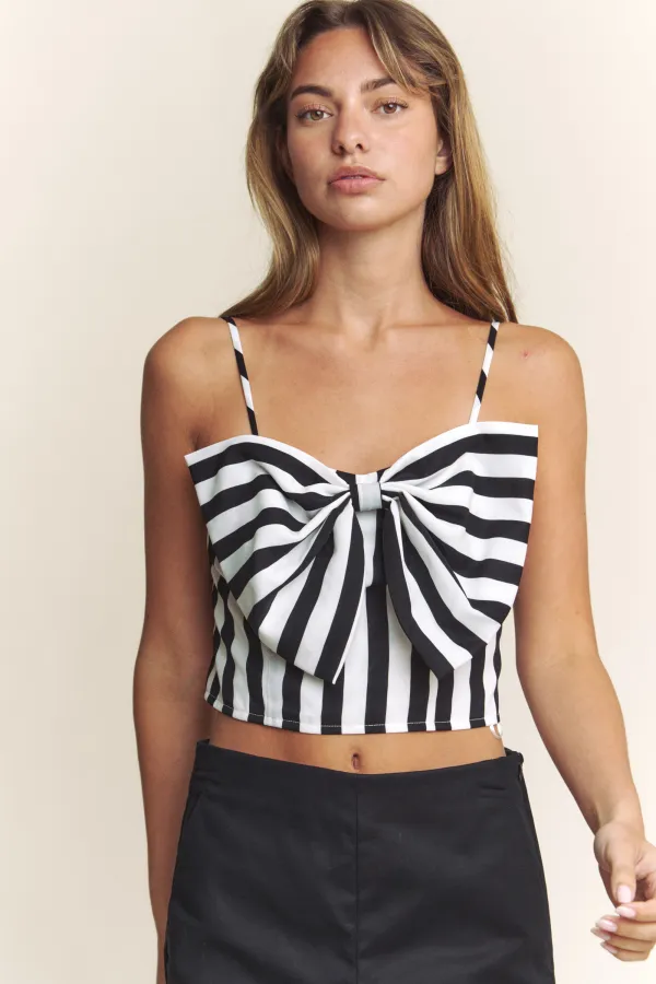 wholesale STRIPED BOW FRONT BUSTIER TOP hersmine
