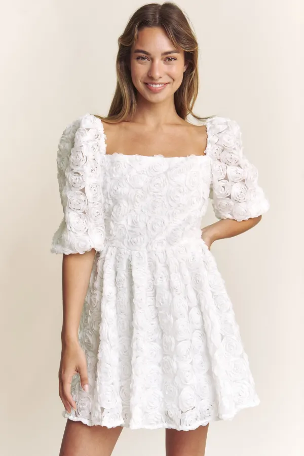 wholesale clothing floral bubble sleeve mini dress hersmine