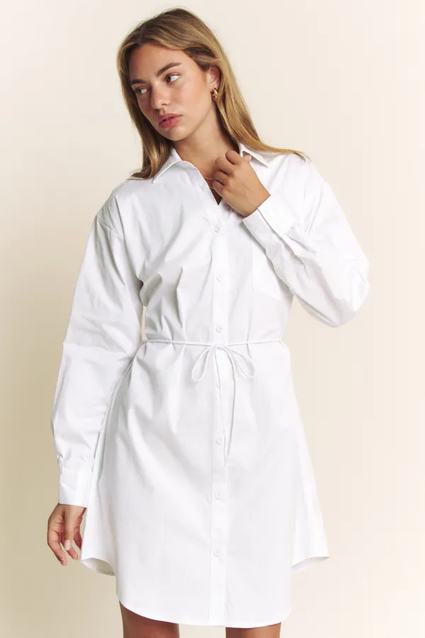 wholesale BUTTON DOWN SHIRT DRESS WITH X TIE BACK hersmine