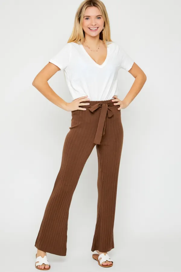 wholesale BELTED TIE FRONT SWEATER PANTS hersmine