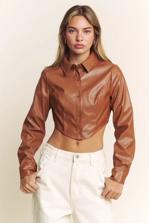 wholesale PU BUTTON DOWN LONG SLEEVE SHIRT hersmine