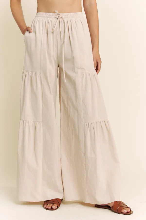 wholesale LINEN WIDE LEG PANTS hersmine