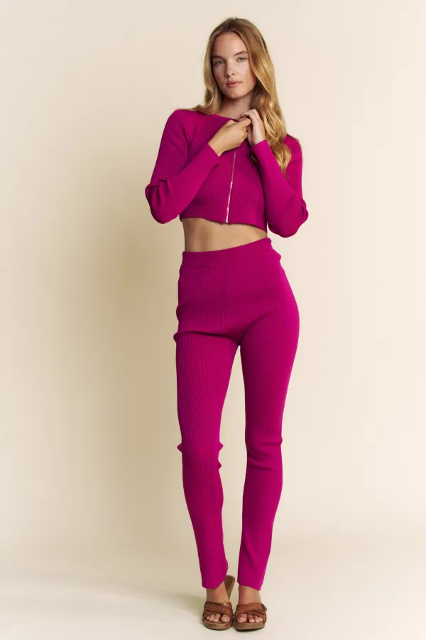 wholesale clothing zip up sweater top with matching pants set hersmine