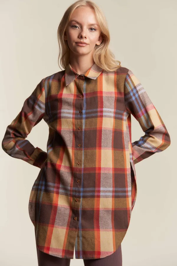 wholesale clothing plaid button down side slit shirt hersmine