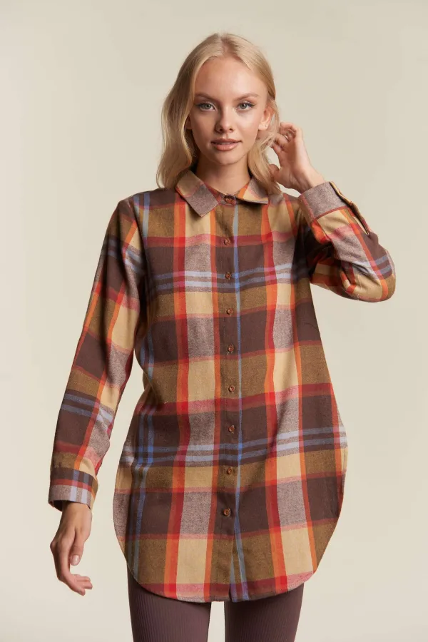 wholesale PLAID BUTTON DOWN SIDE SLIT SHIRT hersmine