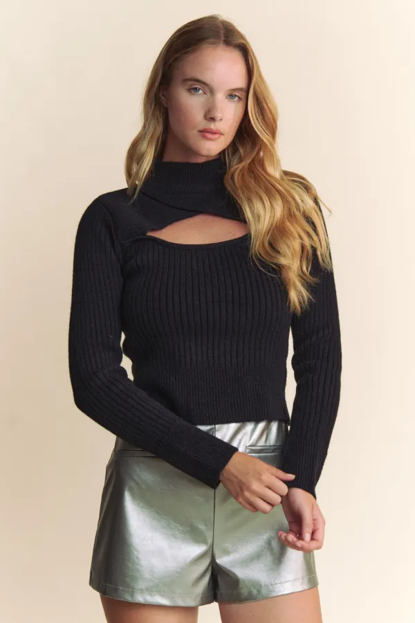 wholesale MOCK NECK OPEN BUST LONG SLV SWEATER TOP hersmine