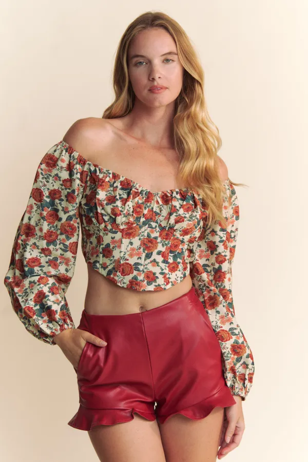 wholesale clothing ottoman floral print long sleeve top hersmine