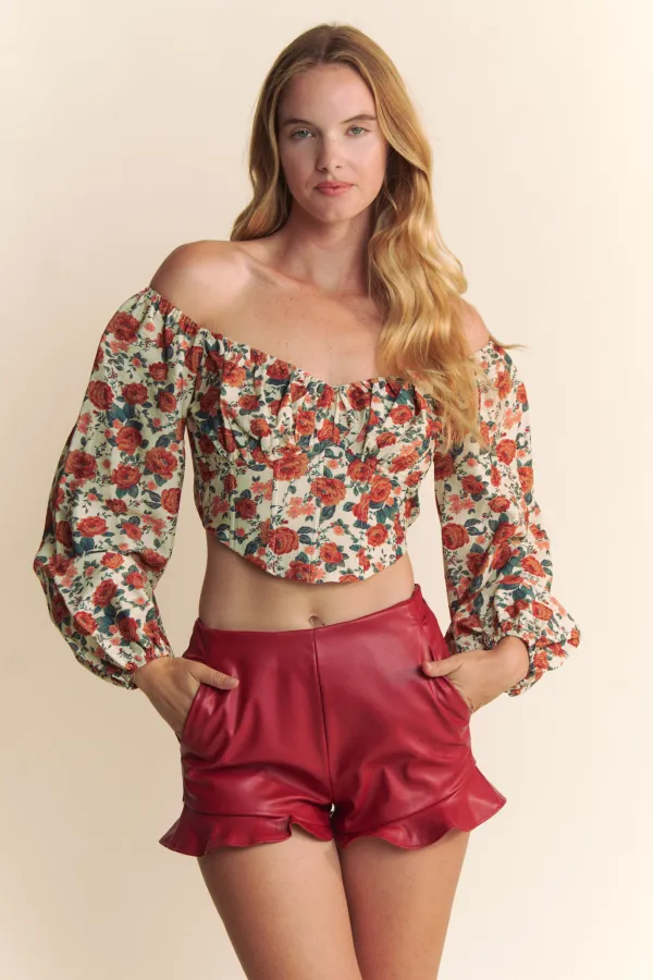 wholesale OTTOMAN FLORAL PRINT LONG SLEEVE TOP hersmine