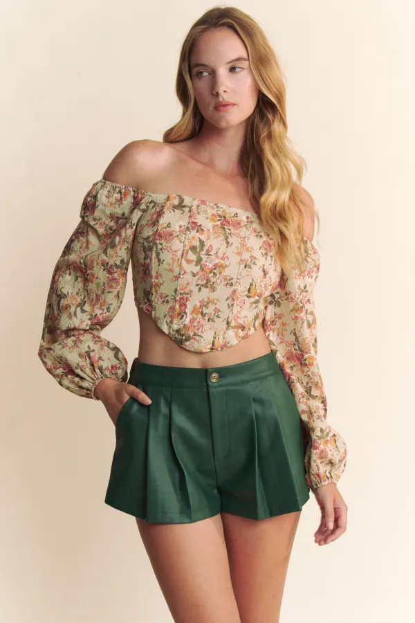 wholesale OTTOMAN FLORAL PRINT LONG SLEEVE BUSTIER hersmine