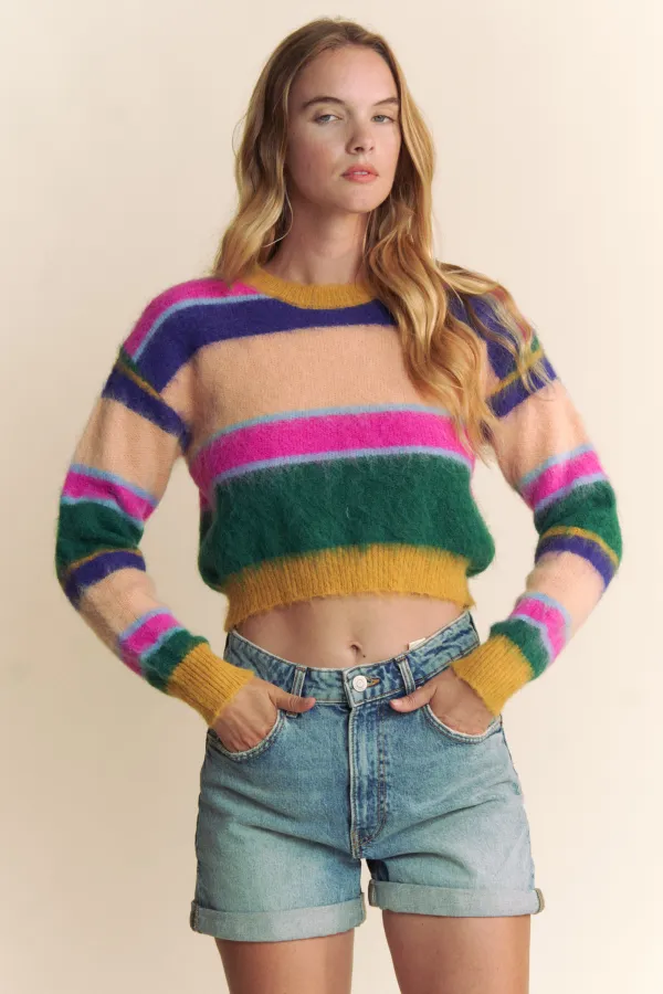 wholesale MULTI COLOR LONG SLEEVE SWEATER TOP hersmine