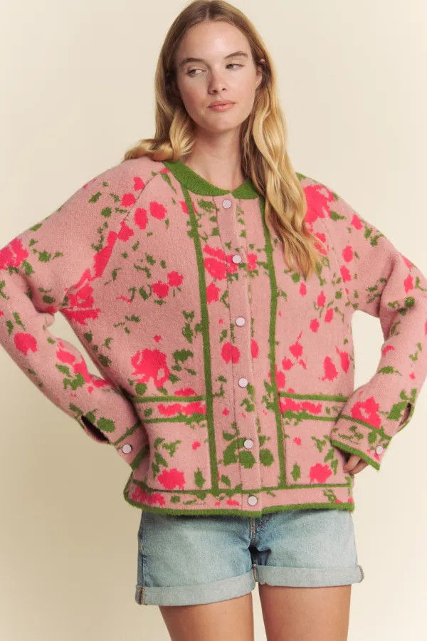 wholesale clothing floral sweater jacket hersmine