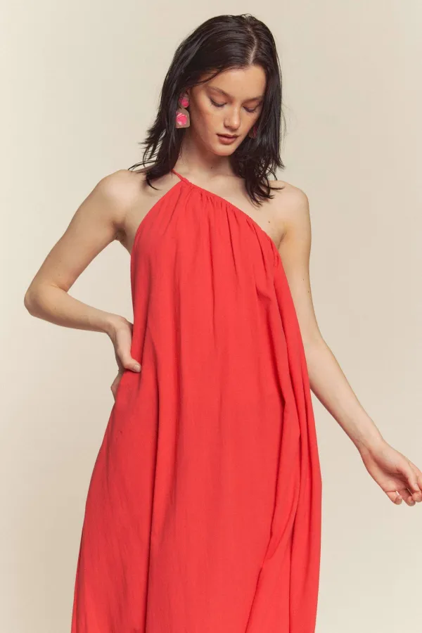 wholesale LINEN ONE SHOULDER MAXI DRESS hersmine