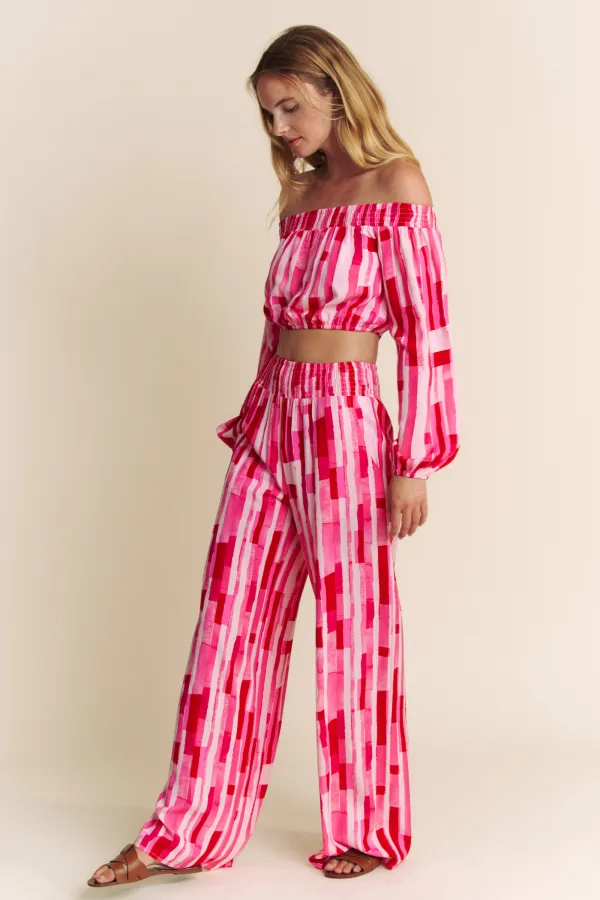 wholesale OFFSHOULDER TOP WITH MATCHING PANTS SET hersmine