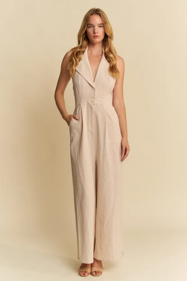 wholesale clothing linen halter jumpsuit hersmine