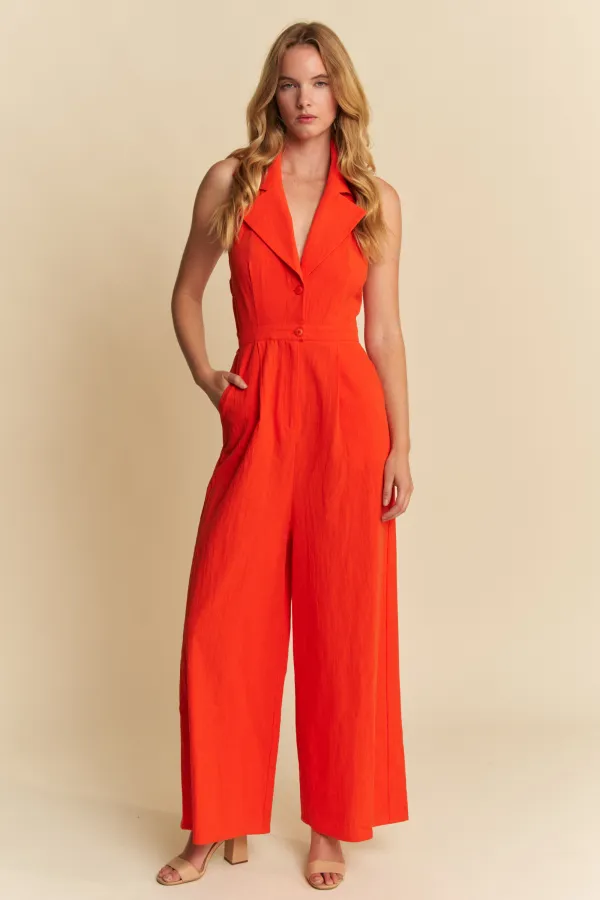 wholesale clothing linen halter jumpsuit hersmine