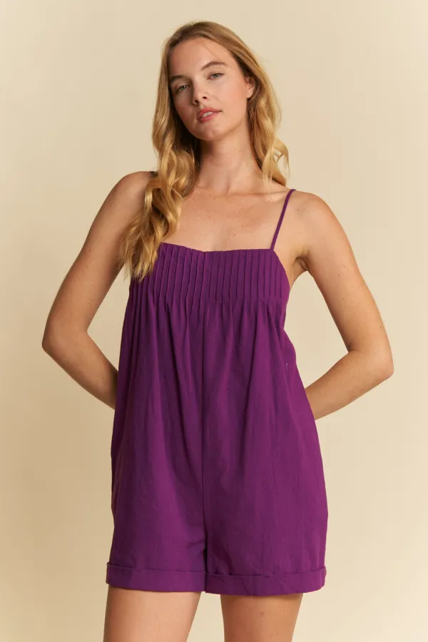 wholesale clothing linen pintucked romper hersmine