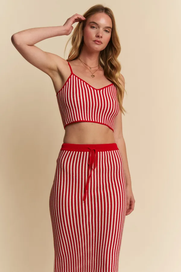 wholesale STRIPED TANK WITH MATCHING SWEATER SKIRT SET hersmine