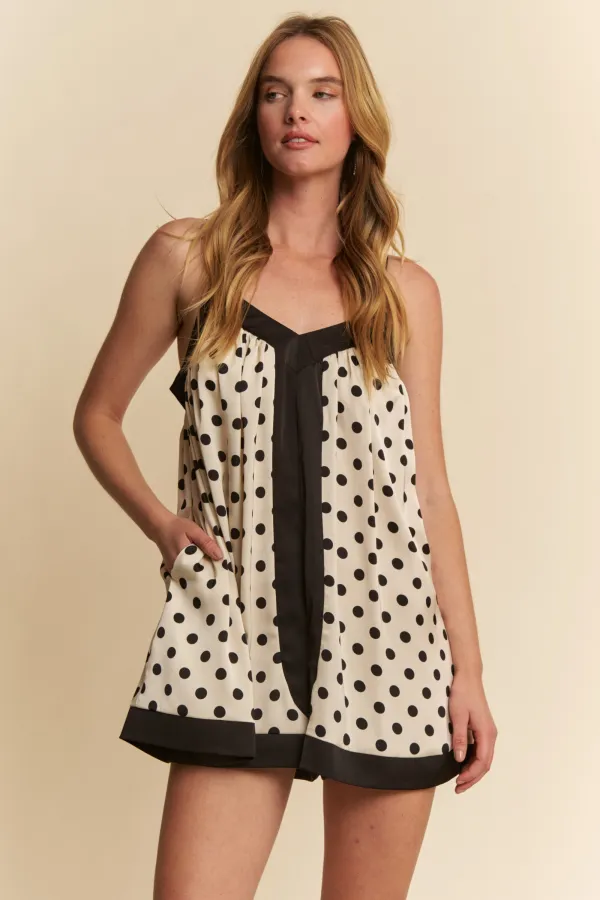 wholesale POLKA DOT ROMPER WITH CONTRAST HEM hersmine