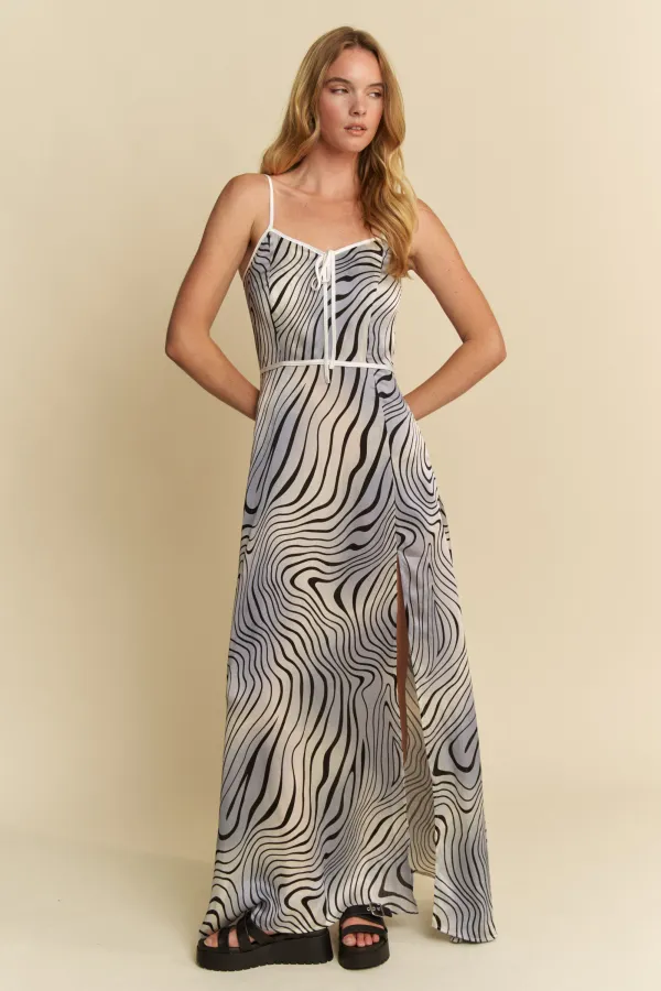 wholesale clothing maxi dress with slit and contast hem hersmine