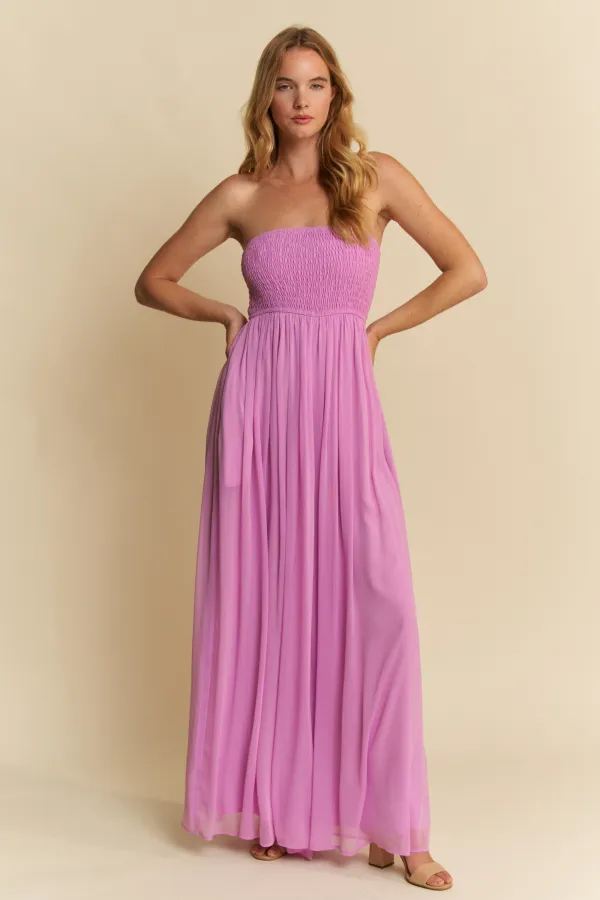 wholesale SMOCKED WIDE LEG ANKLE LENGTH JUMPSUIT hersmine