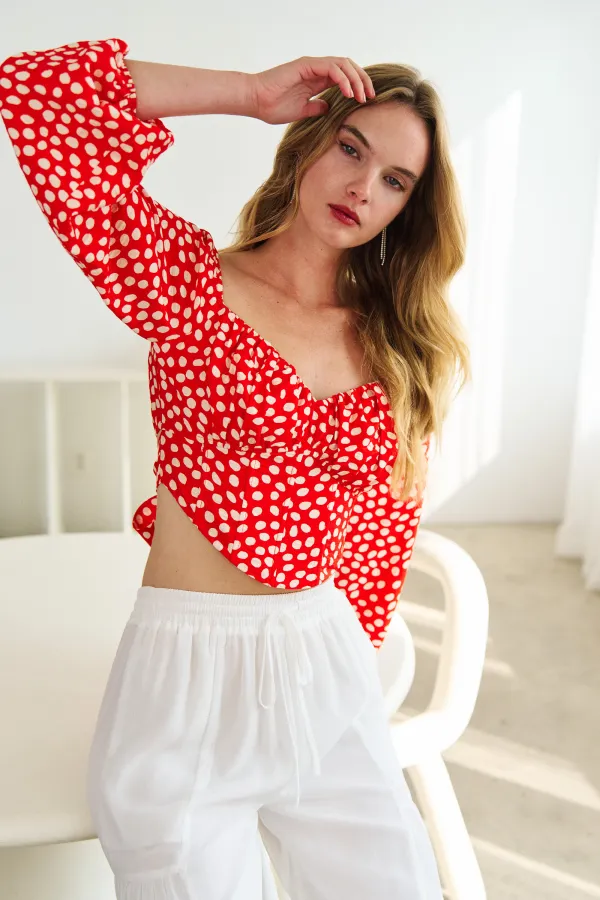 wholesale POLKA DOT BONED BUSTIER BUBBLE SLV TOP hersmine