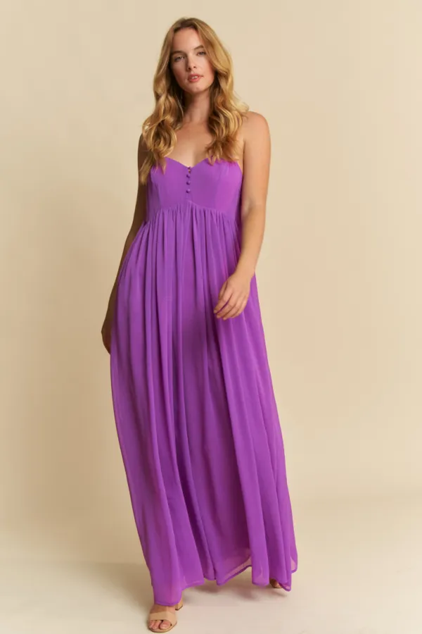 wholesale YORU CHIFFON BUTTON DOWN WIDE LEG JUMPSUIT hersmine