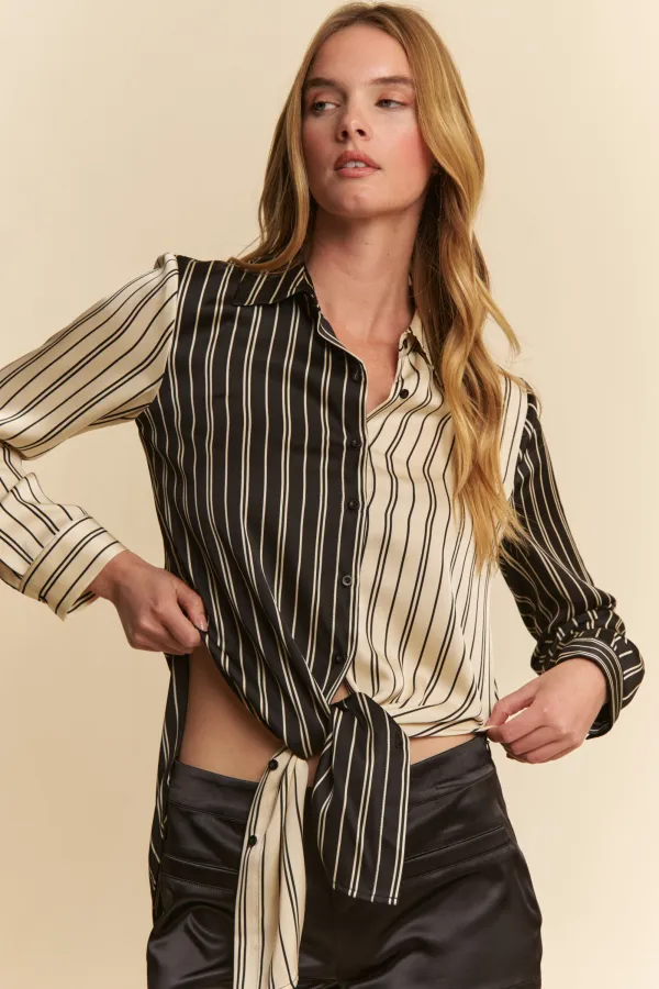 wholesale STRIPED COLORBLOCK BUTTON DOWN SHIRT hersmine