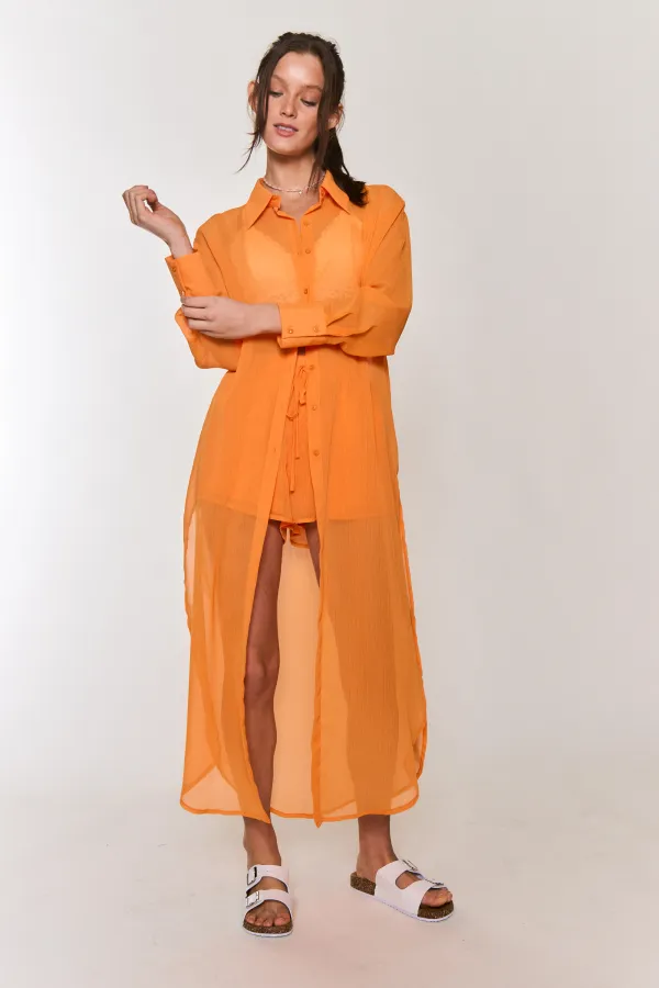 wholesale CHIFFON BUTTON DOWN SHIRT WITH MATCHING SHORTS hersmine