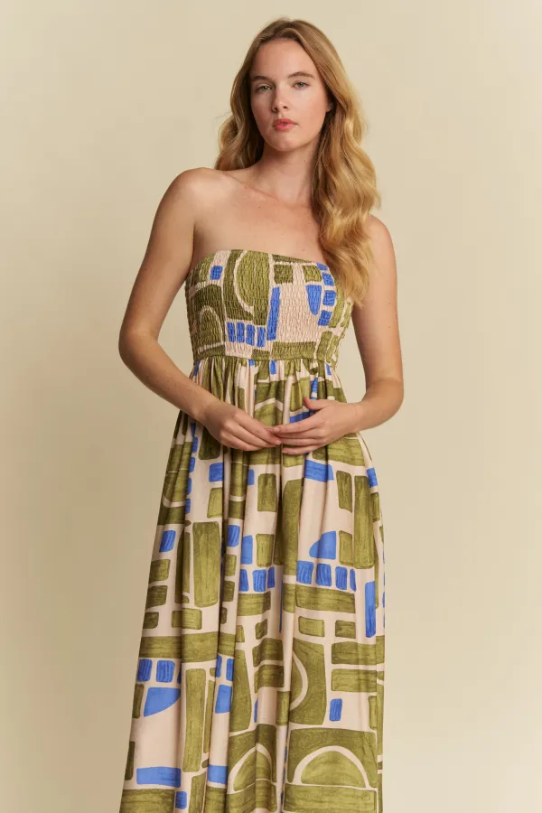 wholesale clothing smocked tube wide leg jumpsuit hersmine