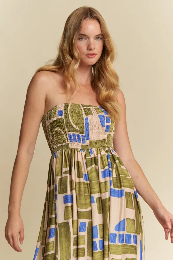 wholesale SMOCKED TUBE WIDE LEG JUMPSUIT hersmine