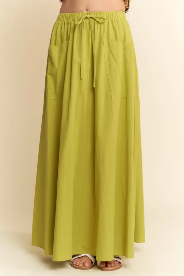 wholesale LINEN SIDE POCKET MAXI SKIRT hersmine