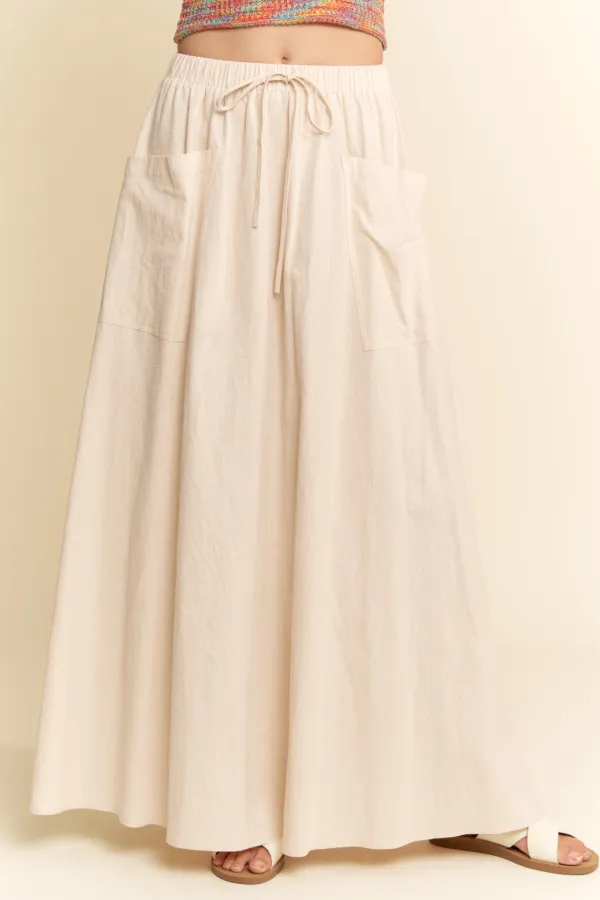wholesale clothing linen side pocket maxi skirt hersmine