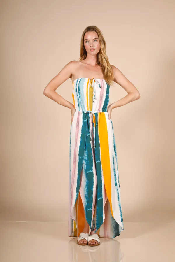 wholesale clothing tube tie waist open leg jumpsuit hersmine